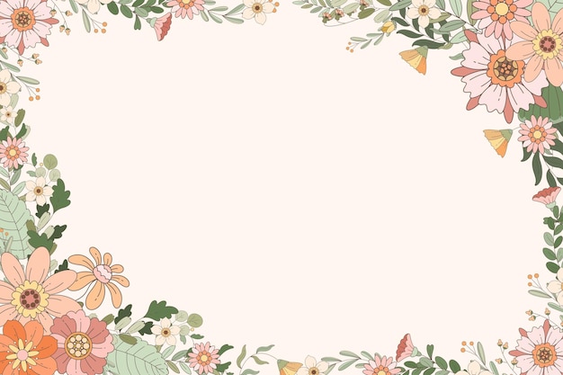 Cuadro de flores retrógradas dibujadas a mano