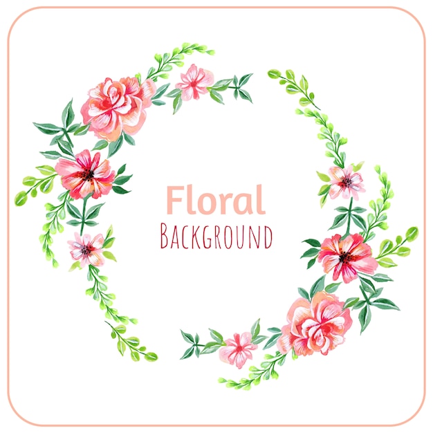 Cuadro de fondo floral en acuarela