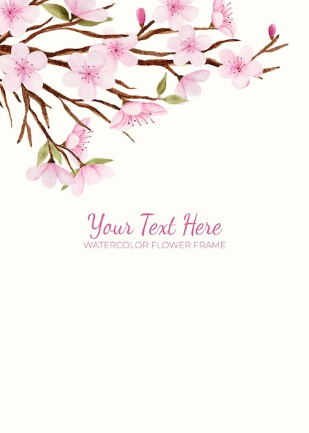 Cuadro de fondo pintado manualmente con acuarela de sakura o flor de cerezo