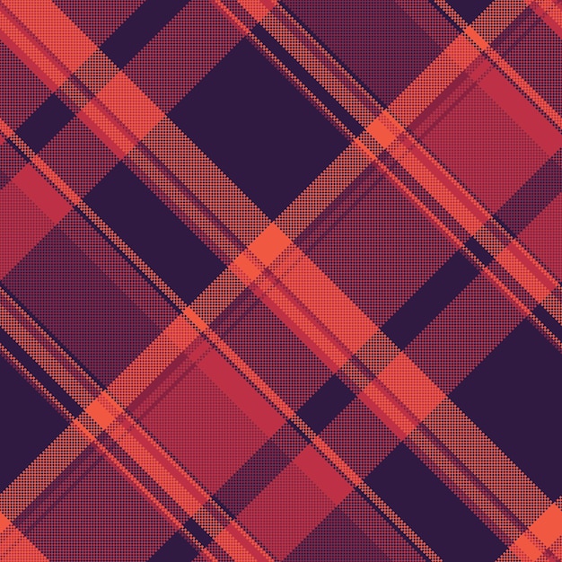 Cuadro de fondo de tela de tela de cheque con una textura vectorial de tartan sin costuras en colores rojos y oscuros