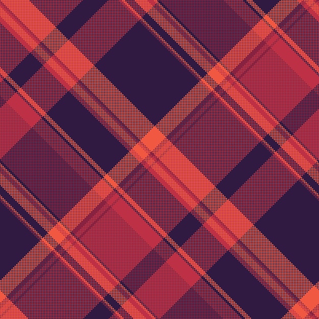 Cuadro de fondo de tela de tela de cheque con una textura vectorial de tartan sin costuras en colores rojos y oscuros