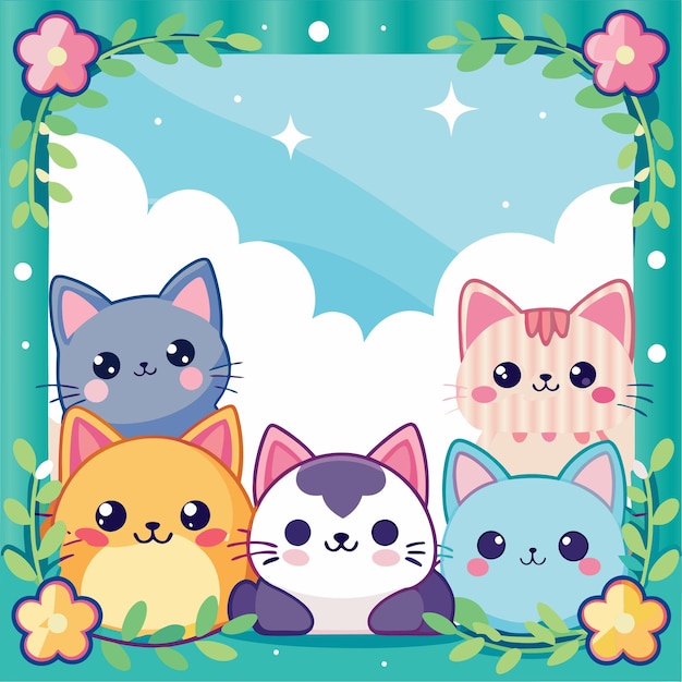 un cuadro de gatitos y un marco con flores y un cuadro con las palabras " gatitos " en él
