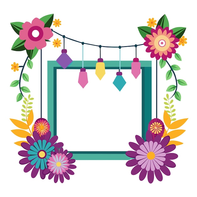 Cuadro con ilustración vectorial de flores