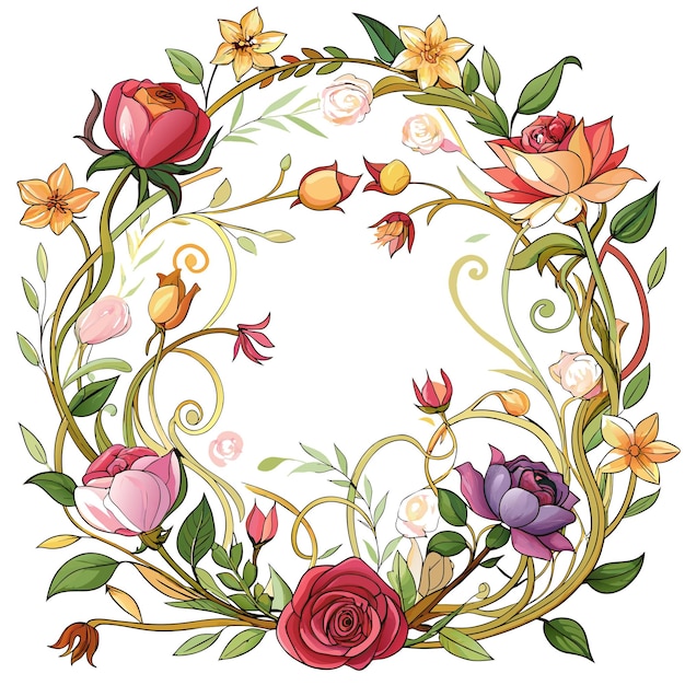 Cuadro con ilustración vectorial de flores