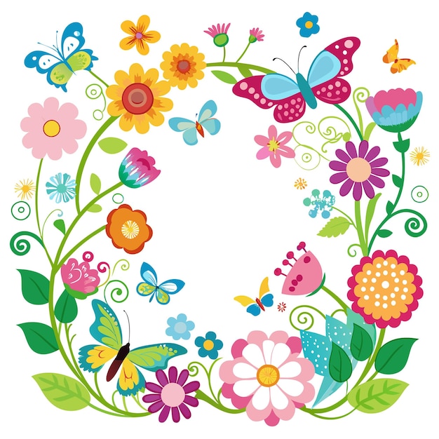 Cuadro con ilustración vectorial de flores
