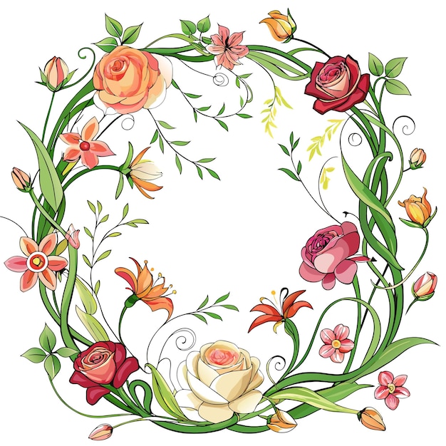 Cuadro con ilustración vectorial de flores
