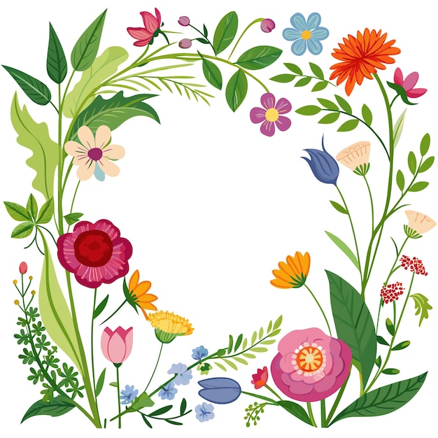 Cuadro con ilustración vectorial de flores