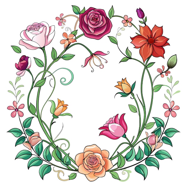 Cuadro con ilustración vectorial de flores