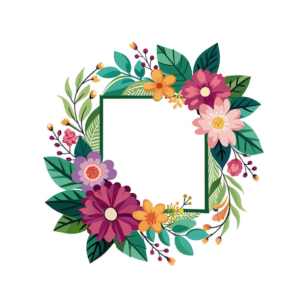 Cuadro con ilustración vectorial de flores