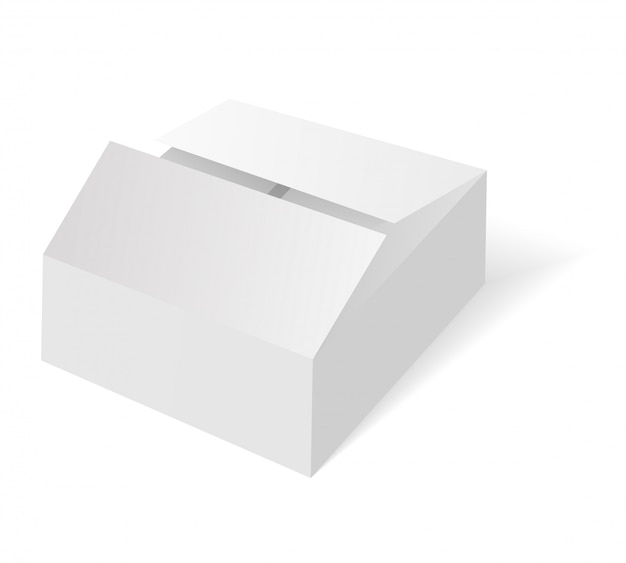 cuadro isométrico en blanco blanco. Caja de embalaje de cartón.