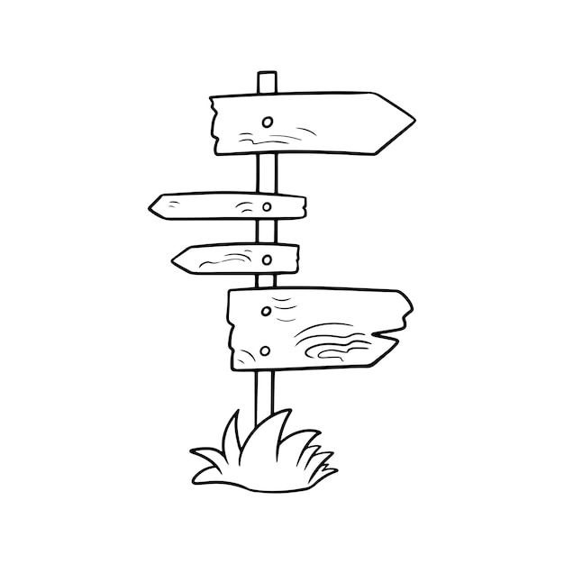 Cuadro monocromo Viejo poste de madera con diferentes punteros vector de punteros desgastados