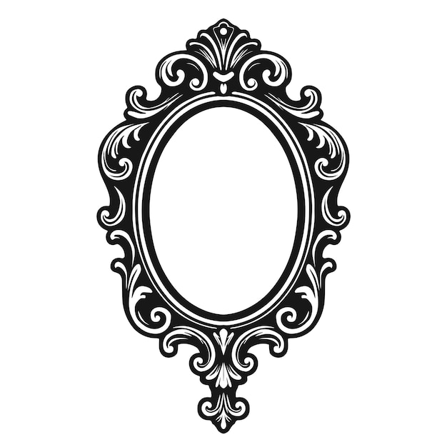 Cuadro oval vintage dibujado a mano en estilo boceto retro victoriano Ilustración vectorial aislada