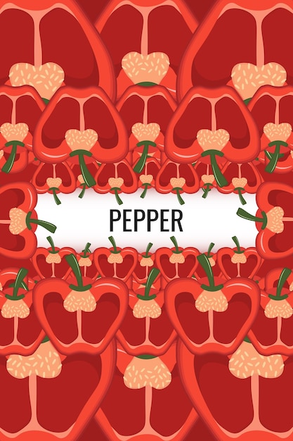 El cuadro de pimienta roja de dibujos animados es lindo. El borde de la pimienta vegetal.