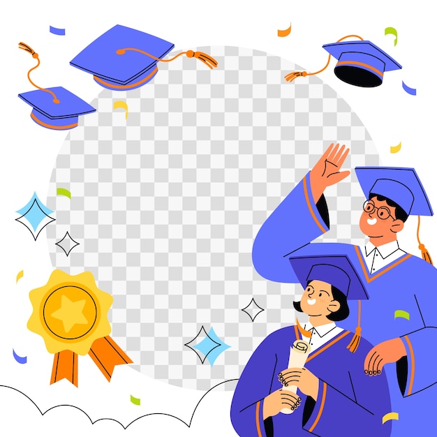 Cuadro plano dibujado a mano de la clase de 2025