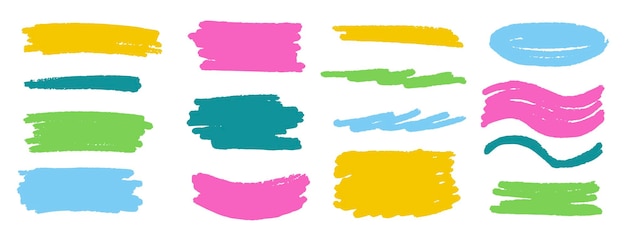Cuadro rectangular de marco de fondo de pintura de pincel Formas de cuadro de texto de pintura de cepillo Conjunto de pancartas dibujadas a mano vectoriales para elementos gráficos de diseño