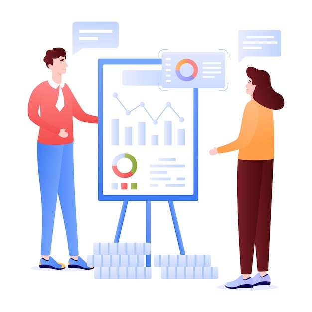 Cuadro de seguimiento de personas y gráfico de ilustración plana de análisis de datos