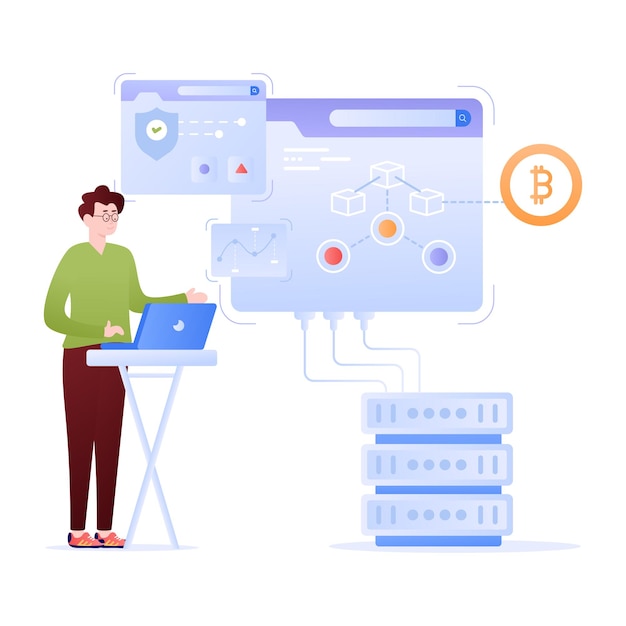 Cuadro de seguimiento de personas y gráfico de ilustración plana de análisis de datos