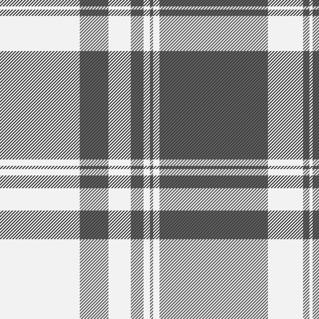 Cuadro textil de tartán de textura de tela con un patrón de fondo vectorial sin costuras en colores gris y blanco