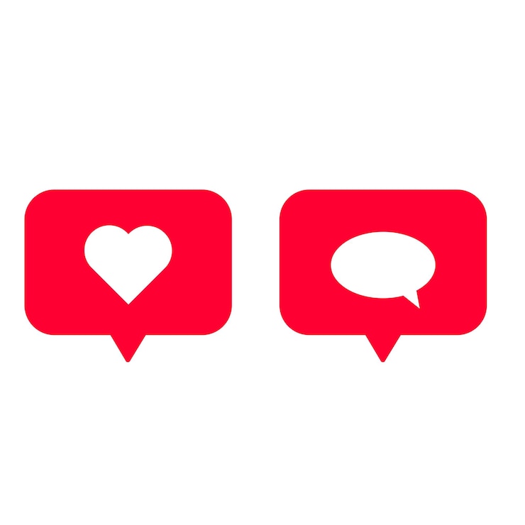 Vector cuadro de texto del corazón icono del corazón notificación de redes sociales de amor ilustración vectorial eps 10 imagen de stock