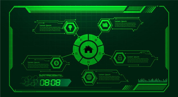 cuadro de texto, HUD internet de las cosas, tecnología cibernética, seguridad de candado cerrado,