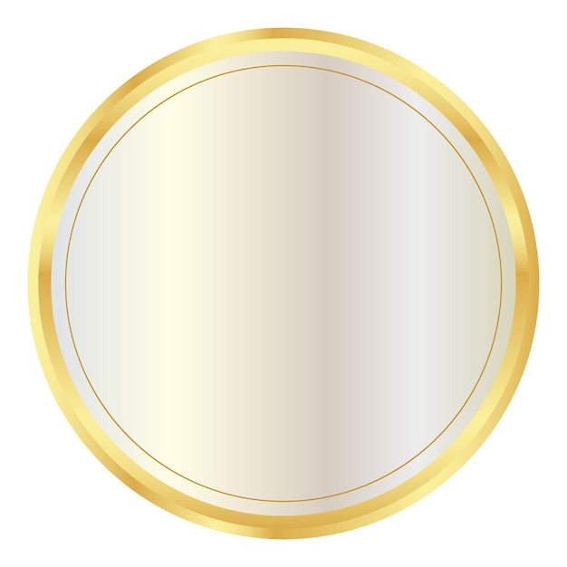 Cuadro de texto con marco de círculo dorado con icono de cinta de premio de oro y insignia de aniversario