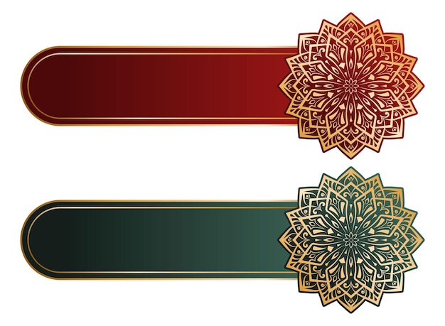 cuadro de texto de marco de título de mandala dorado de lujo conjunto de banner islámico árabe