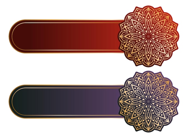 cuadro de texto de marco de título de mandala dorado de lujo conjunto de banner islámico árabe