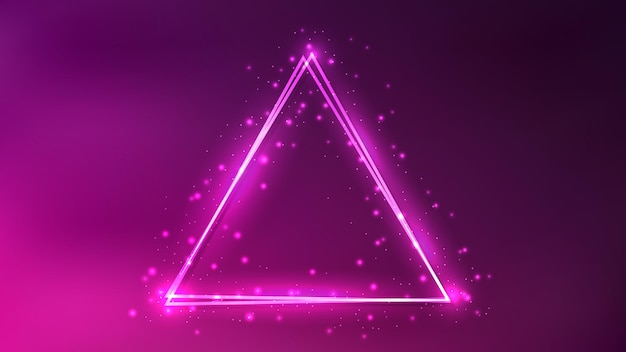 Cuadro triangular doble de neón con efectos brillantes y chispas