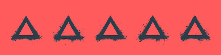 Vector cuadro de triángulo de estilo grunge dibujado a mano conjunto vectorial fondo rojo abstracto