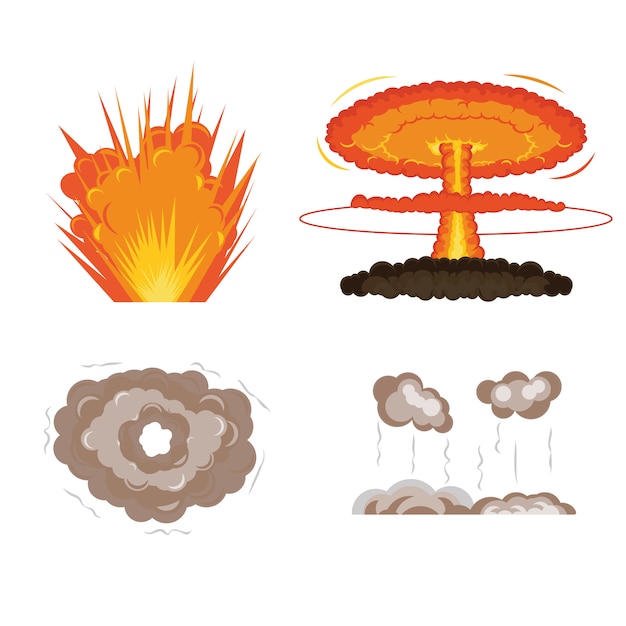 Vector cuadros de animación de explosión de dibujos animados para el juego. sprite explosión explosión blaster fuego llama cómica