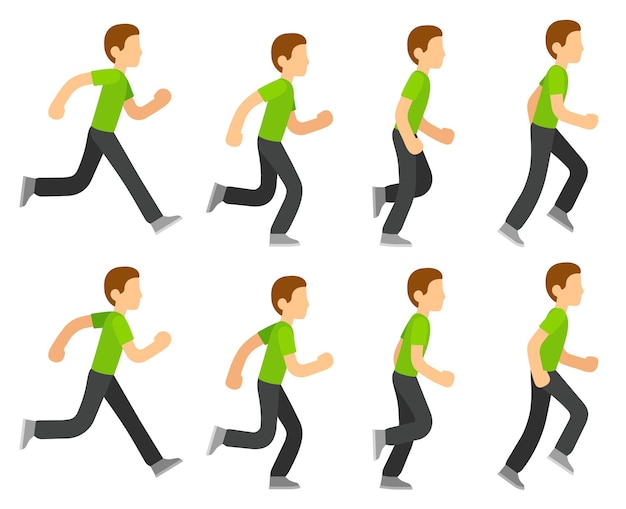 Vector cuadros de animación de hombre corriendo