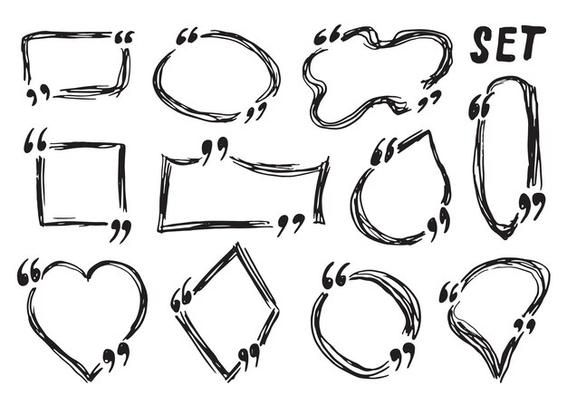 Cuadros de cotización y marcos de cotización conjunto ilustración vectorial