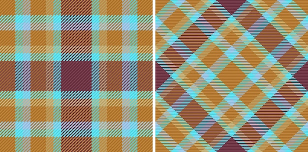 Cuadros escoceses de tartán de textura de fondo vectorial con un patrón textil de tela sin costuras