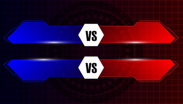 cuadros de llamada Hud rojos y azules VS diseño de información de visualización elemento de marco de información digital para texto