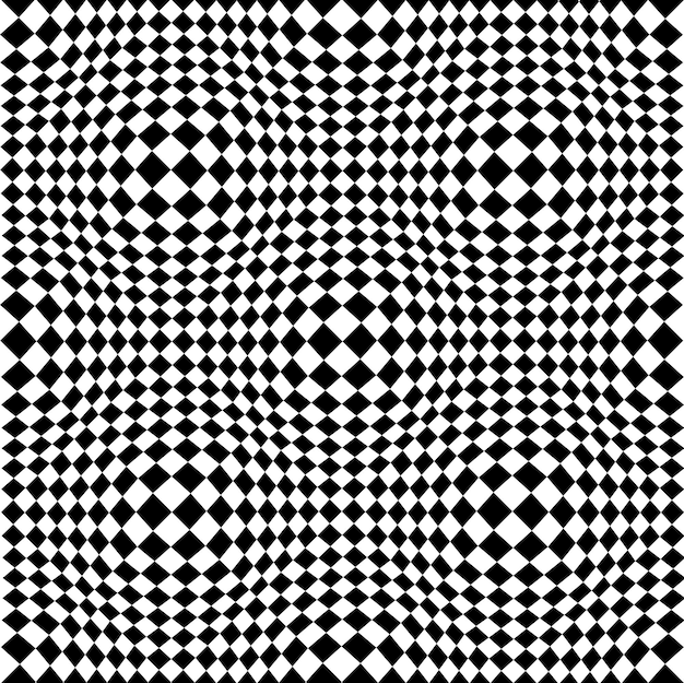 Cuadros de patrones sin fisuras con ilusión óptica de volumen esférico, fondo abstracto geométrico blanco y negro, tablero de ajedrez efecto 3D op art.