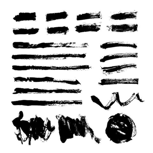 Cuadros de texto de trazos de pincel vectorial Juego de pinceles Elementos de diseño grunge Pincel de tinta negra