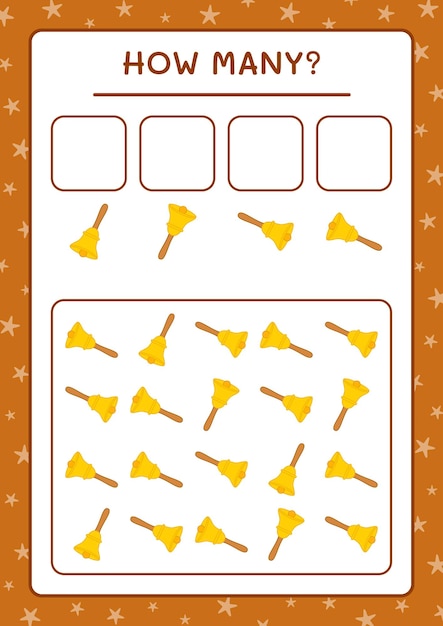 Cuántas campanas navideñas, juego para niños. ilustración vectorial, hoja de trabajo imprimible