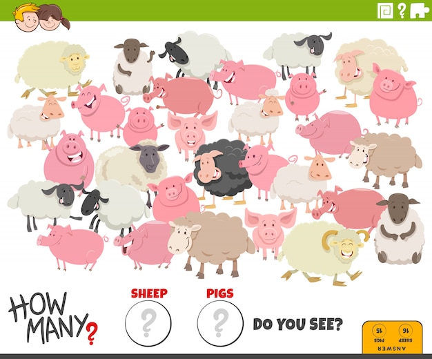 Cuántas ovejas y cerdos tarea educativa para niños