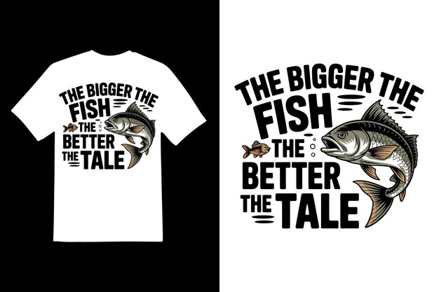 Cuanto más grande es el pez, mejor es la historia - Diseño de camiseta de pesca