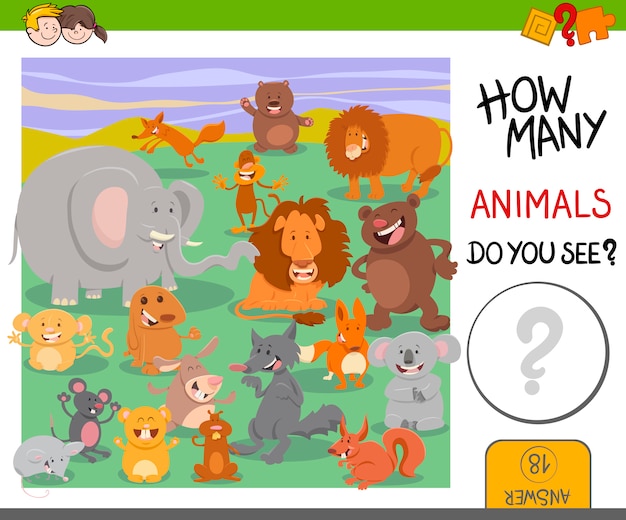 Vector cuantos animales juego