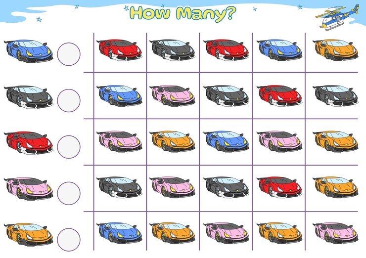 Vector cuántos cuentan cuántos de los transportes divertidas actividades para niños coche 3