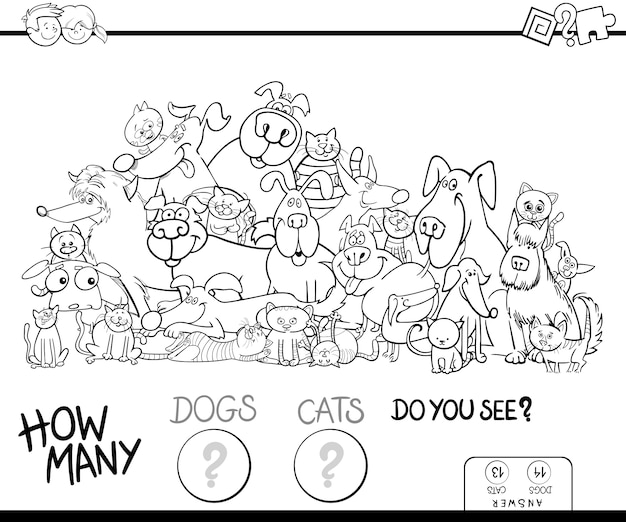 cuántos gatos y perros juego de color libro