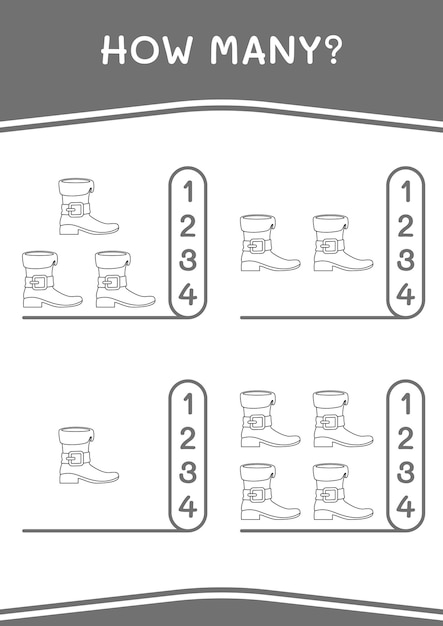Cuántos del juego de arranque Leprechaun para niños Hoja de trabajo imprimible de ilustración vectorial