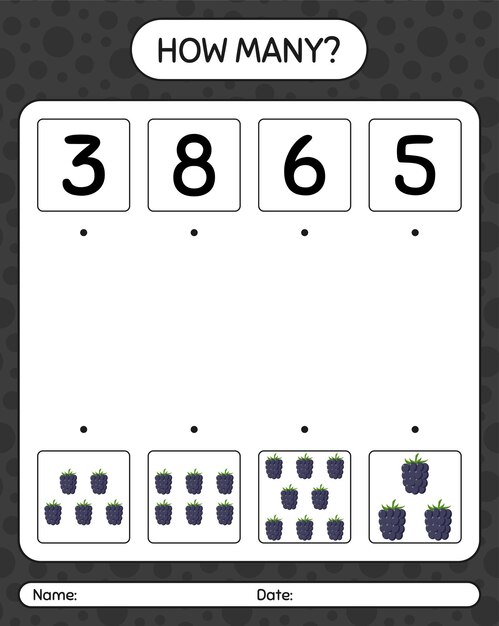 Cuántos juego de contar con blackberry. hoja de trabajo para niños en edad preescolar, hoja de actividades para niños, hoja de trabajo imprimible