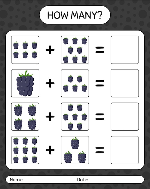 Cuántos juego de contar con blackberry. hoja de trabajo para niños en edad preescolar, hoja de actividades para niños, hoja de trabajo imprimible