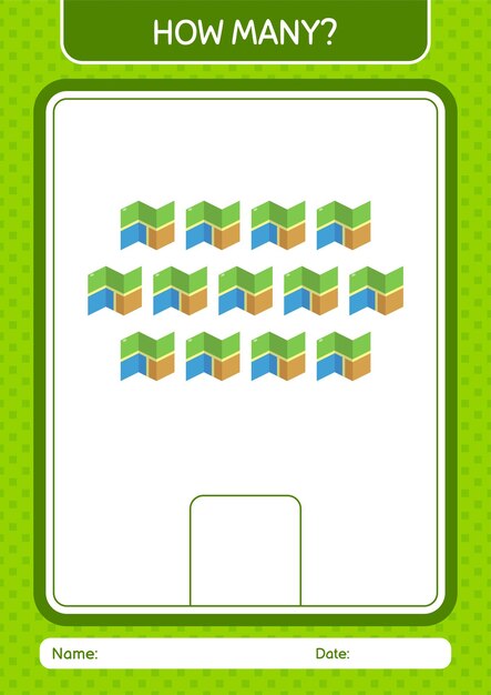 Cuántos juego de contar con hoja de trabajo de mapa para niños en edad preescolar hoja de actividades para niños