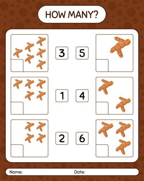 cuántos juegos de contar con cúrcuma. hoja de trabajo para niños en edad preescolar, hoja de actividades para niños