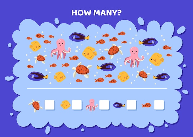 Cuántos juegos con peces concepto rompecabezas y acertijos para niños materiales educativos para niños