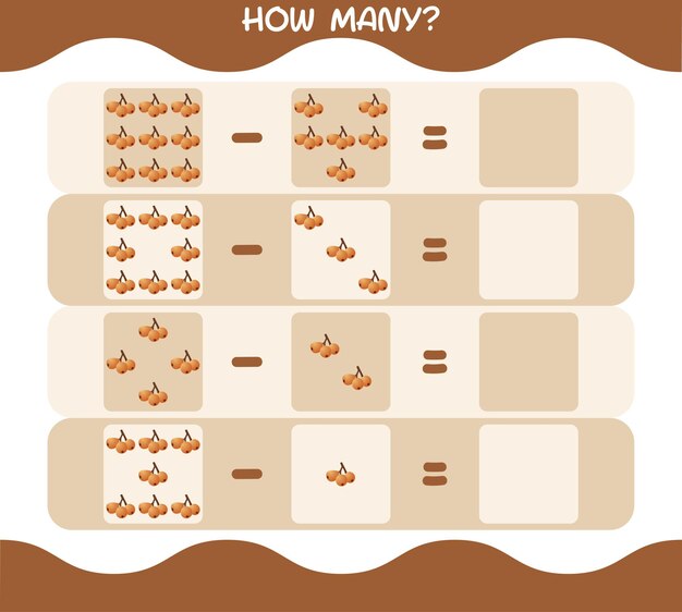 Cuántos nísperos de dibujos animados. Contando juego. Juego educativo