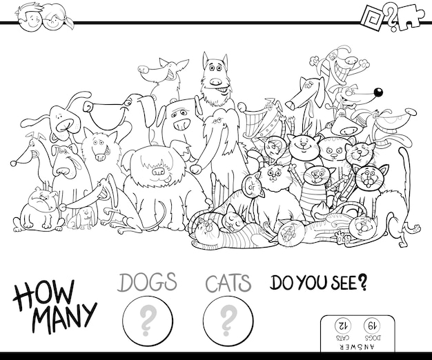 cuántos perros y gatos juego color libro